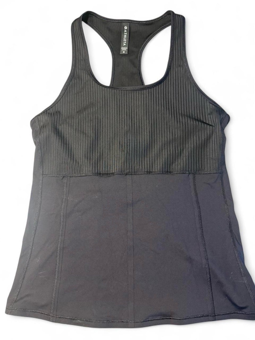 Athleta Black Ribbed Racerback Tank Top
